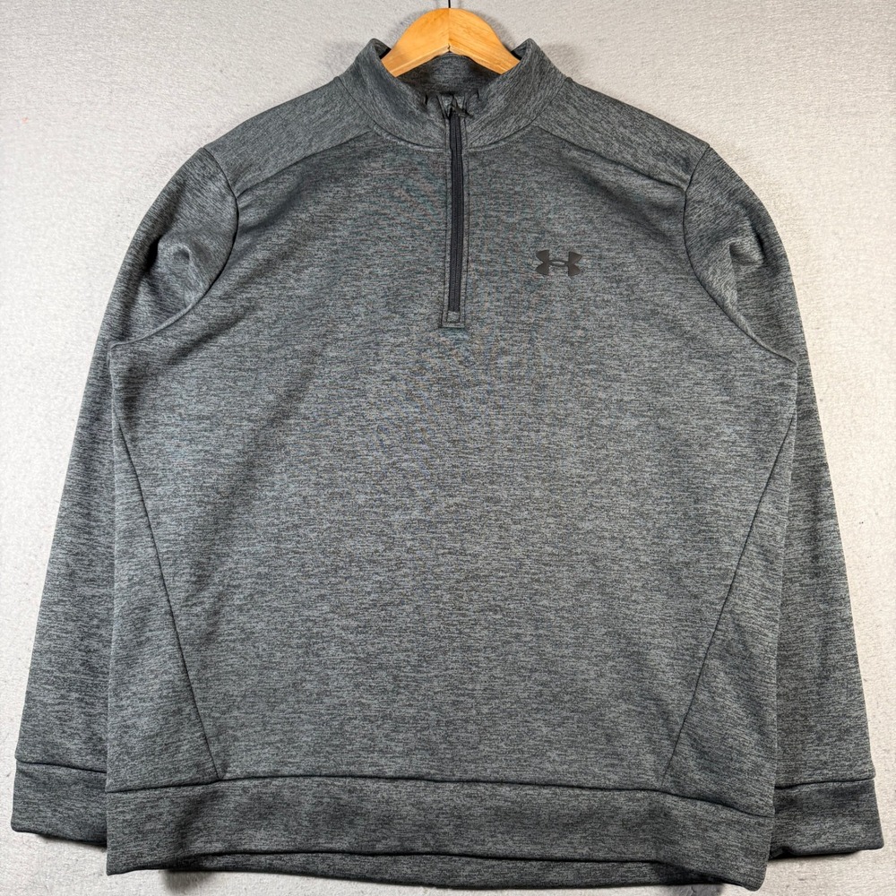 Under Armour Men's Grey Fleece Quarter Zip Pullover Loose Fit XL Sportswear